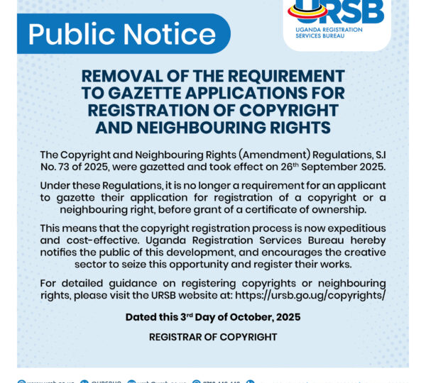 URSB Eases Copyright Registration by Removing Gazette Requirement