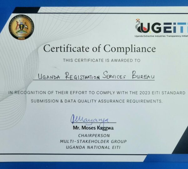 URSB Earns National EITI Compliance Certificate