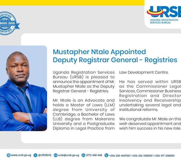 Mustapher Ntale Appointed Deputy Registrar General – Registries